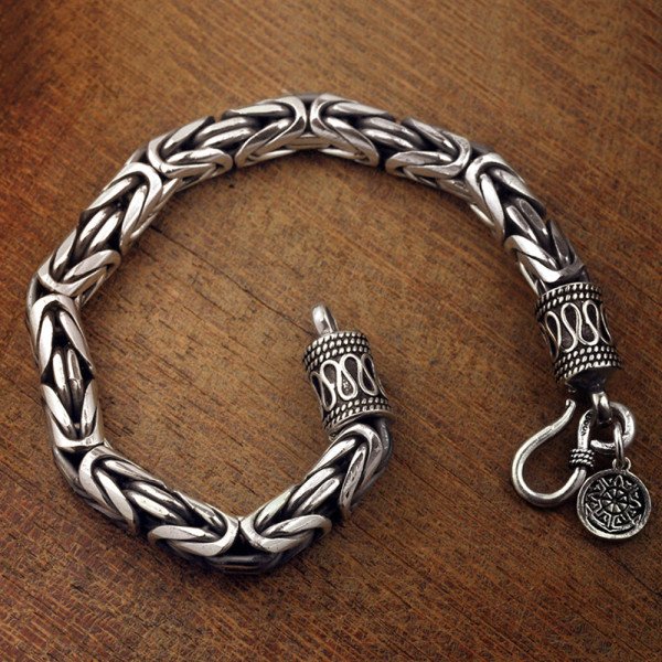 Men's Fine Silver Byzantine Chain Bracelet - Jewelry1000.com