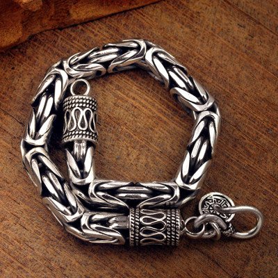 Men's Fine Silver Byzantine Chain Bracelet