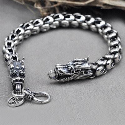 Men's Sterling Silver Dragon Bracelet
