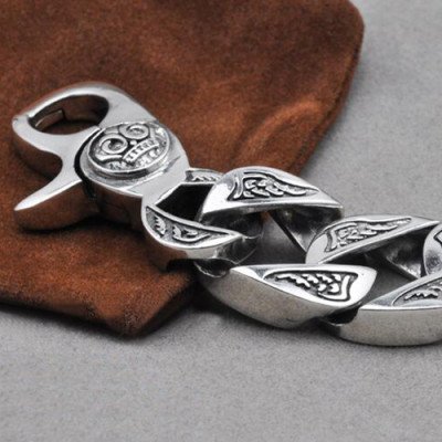Men's Sterling Silver Chunky Engine Bracelet