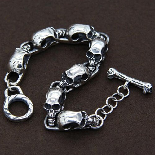 Men's Sterling Silver Skulls Bracelet
