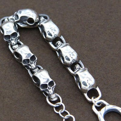 Men's Sterling Silver Skulls Bracelet