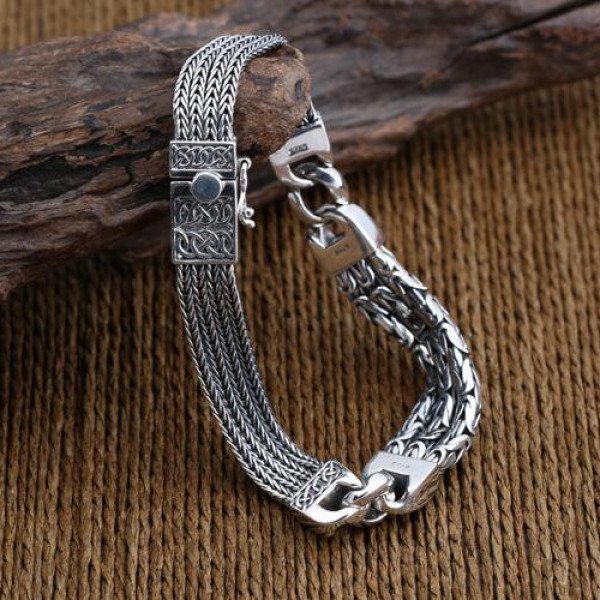 Men's Sterling Silver Byzantine And Wheat Chain Bracelet | peacecommission.kdsg.gov.ng