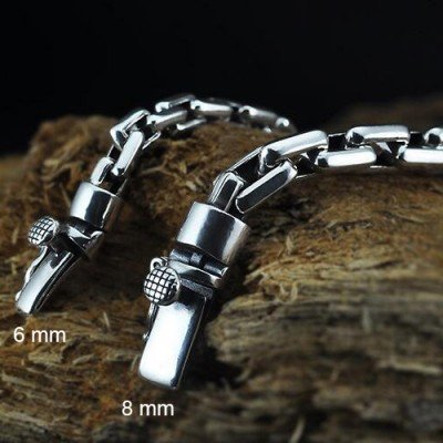 Men's Sterling Silver Rectangle Link Chain Bracelet