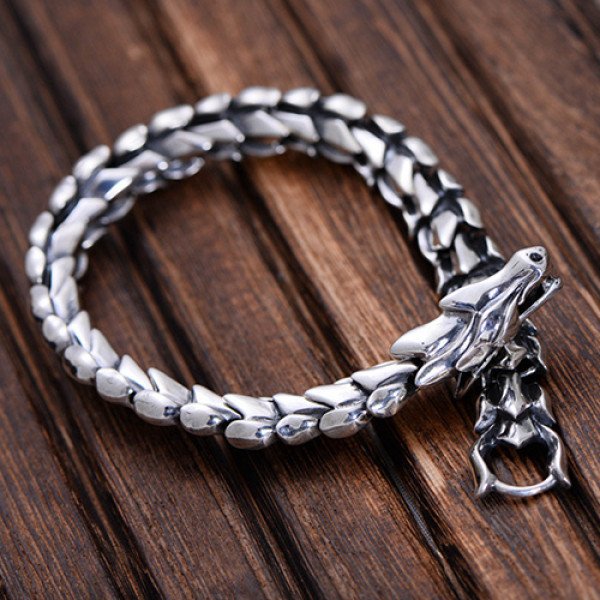 Silver Dragon Bracelet - Sterling Silver Dragon Bracelet - Jewelry1000