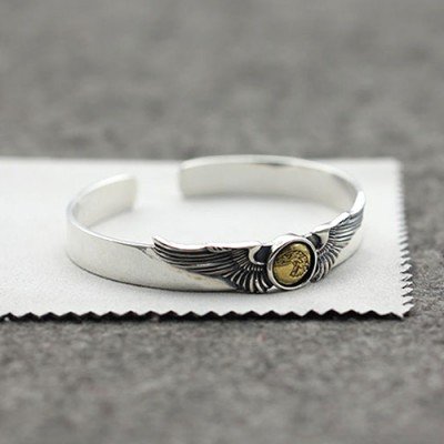 Men's Sterling Silver Eagle Cuff Bracelet