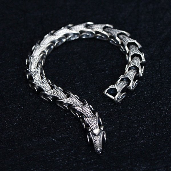Men's Sterling Silver Dragon Grain Bracelet - Jewelry1000.com