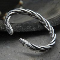 Men's Sterling Silver Thick String Braided Cuff Bracelet