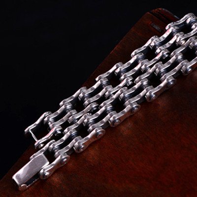 Men's Sterling Silver Bike Chain Bracelet