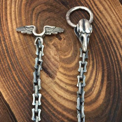 Men's Sterling Silver Raven Skull Chain Bracelet