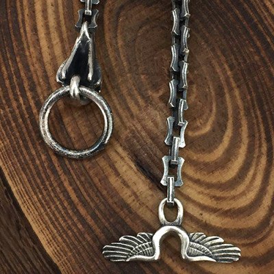 Men's Sterling Silver Raven Skull Chain Bracelet