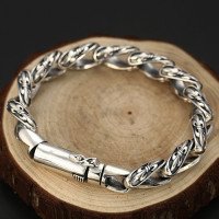 Men's Sterling Silver France Fleur Link Bracelet