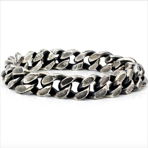 Men's Sterling Silver Thick Curb Chain Bracelet