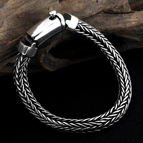 Men's Sterling Silver Braided Chunky Chain Bracelet