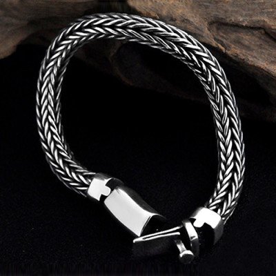 Men's Sterling Silver Braided Chunky Chain Bracelet