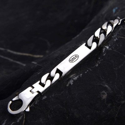 Men's Sterling Silver ID Curb Bracelet