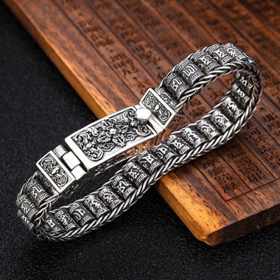 Men's Sterling Silver Prayer Wheels Bracelet