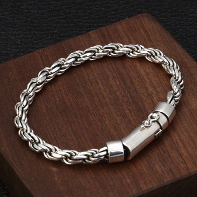 Men's Sterling Silver Rope Chain Bracelet