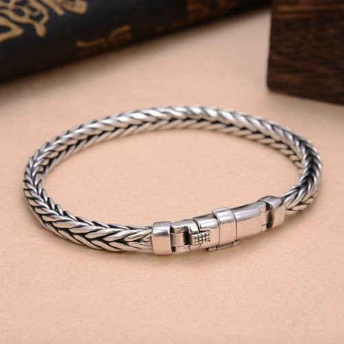 Men's Sterling Silver Slim Braided Bracelet