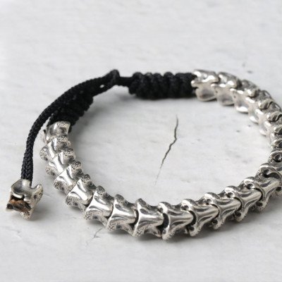 Men's Sterling Silver Dragon Bones Braided Bracelet