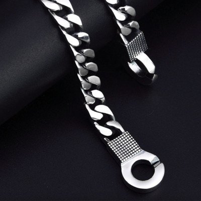 Men's Sterling Silver Minimalist Cuban Chain Bracelet