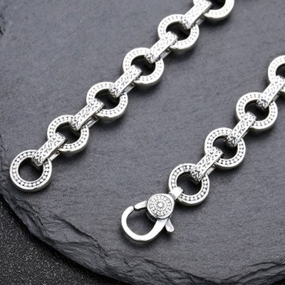 Men's Sterling Silver Rings Link Chain Bracelet