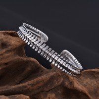 Men's Sterling Silver Dragon Bone Cuff Bracelet