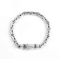 Men's Sterling Silver Latch Clasp Byzantine Chain Bracelet