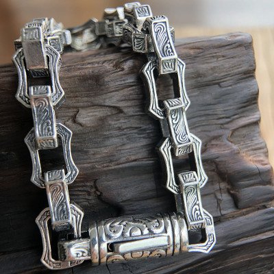 Men's Sterling Silver Ivy Link Chain Bracelet