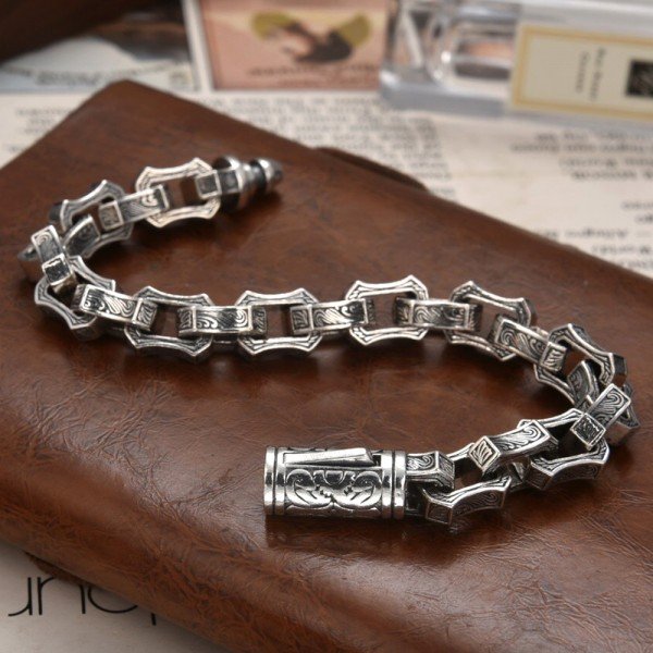 Men's Sterling Silver Ivy Link Chain Bracelet - Jewelry1000.com