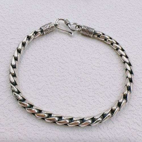 Men's Sterling Silver Square Cuban Chain Bracelet