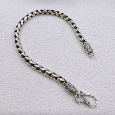 Men's Sterling Silver Square Cuban Chain Bracelet