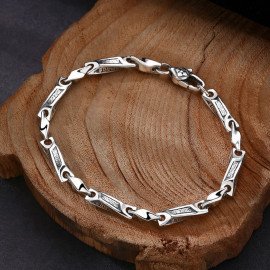 Men's Sterling Silver Bar Links Chain Bracelet