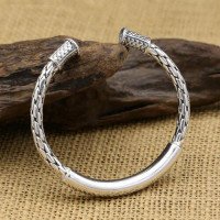 Sterling Silver Round Braided Cuff Bracelet