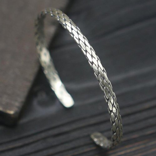 Sterling Silver Braided Slim Cuff Bracelet