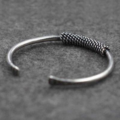 Sterling Silver Rope Twined Cuff Bracelet