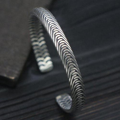 Sterling Silver Tire Pattern Cuff Bracelet