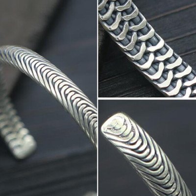 Sterling Silver Tire Pattern Cuff Bracelet