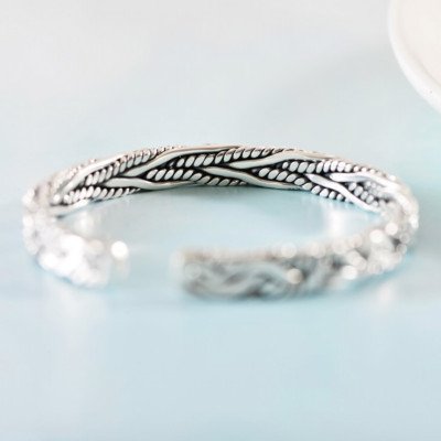 Fine Silver Braided Cuff Bracelet