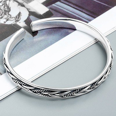 Fine Silver Braid Pattern Cuff Bracelet