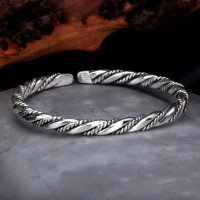 Fine Silver Slim Twisted Cuff Bracelet
