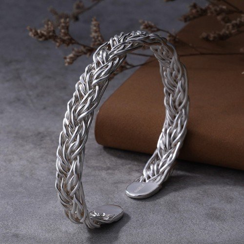 Women's Fine Silver Braided Cuff Bracelet