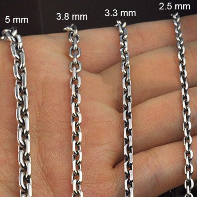 2.5-5 mm Men’s Sterling Silver Anchor Link Chain 18"-28"
