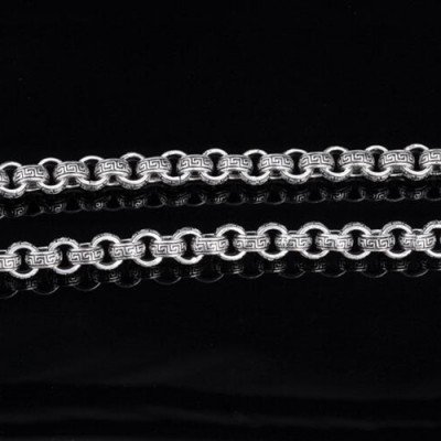 8 mm Men's Sterling Silver Dragon Heads Rolo Chain 20"-24"