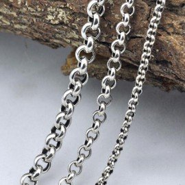 3.5-5.5 mm Men's Sterling Silver Rolo Chain 18"-30"