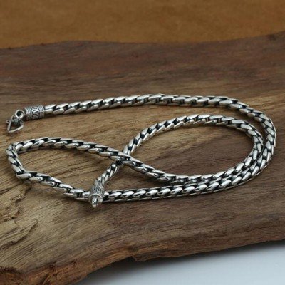 5 mm Men's Sterling Silver Square Cuban Link Chain 18"-24"