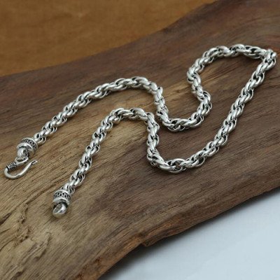 6 mm Men's Sterling Silver Rope Chain 20"-24"