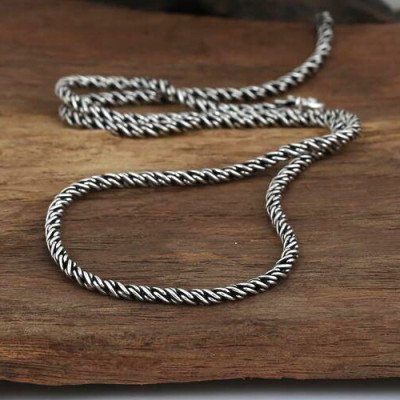 3 mm Men's Sterling Silver Rope Chain 18"-24"