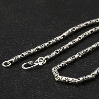 4 mm Men's Sterling Silver Carved Tube Chain 18"-30"