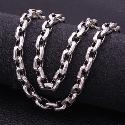 8 mm Men's Sterling Silver Anchor Link Chain 20”-26”